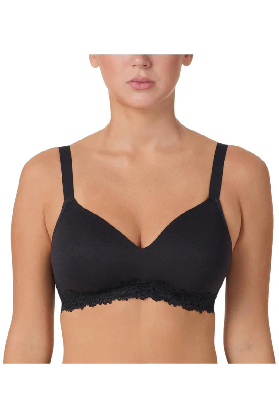 Comfort Code Women's Lined Lace Trim Wireless Bra Black -